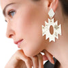 White Marbled Clay Aztec Earrings