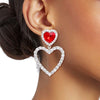 Silver Red Cutout Heart Earrings