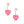 Gold Fuchsia Heart Huggie Hoops