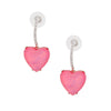 Silver Fuchsia Heart Huggie Hoops