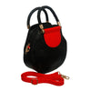 Black and Red Leather Round Frame Bag