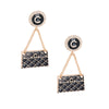 Black Quilted Bag Gold Earrings