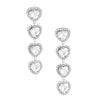 Silver Crystal Quad Heart Earrings