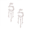 Silver No 5 Dripping Stone Earrings