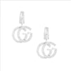 Silver Pave GG Charm C Hoops