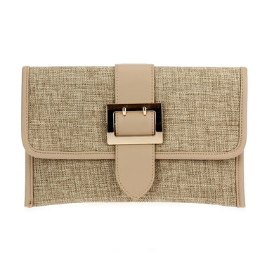 Women Straw Clutch Shoulder Evening Hand Bag Belt Handbag Rattan Tan Folding