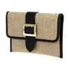 Women Straw Clutch Shoulder Evening Hand Bag Belt Handbag Rattan Tan Folding