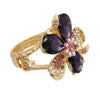 Purple Crystal Floral Leaf Cuff