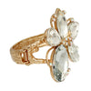 Gold Clear Crystal Flower Hinge Cuff