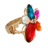 Multi Color Crystal Flower Hinge Cuff