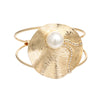 Textured Gold and Pearl Cuff