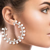 Silver Metal and Pearl Hoops