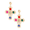 Gold Multi Fancy Cross Earrings