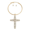 Rigid Gold Halo Cross Necklace