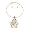 Gold Clear Crystal Flower Necklace