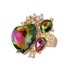 A Full Heart Pink Green Crystal Ring