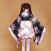 Sakura Kimono Lolita Maid Uniform Outfit Cosplay Costume Halloween Party Dress