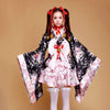 Sakura Kimono Lolita Maid Uniform Outfit Cosplay Costume Halloween Party Dress