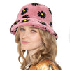 Pink Floral Faux Fur Bucket Hat