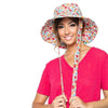 Red Floral Chin Tie Bucket Hat