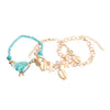 Gold Turquoise Seashell Charm Bracelet