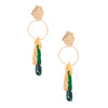 Green Link and Gold Drop Earrings