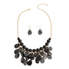 Black Bead Teardrop Bib Necklace