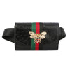 Stripe Black Ostrich Belt Bag