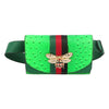 Stripe Neon Green Ostrich Belt Bag