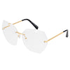 Gold Rimless Clear Beveled Glasses