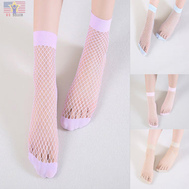 Girl Candy Pastel Colors Women Harajuku Mesh Sheer Sexy Cute Fishnet Ankle Socks
