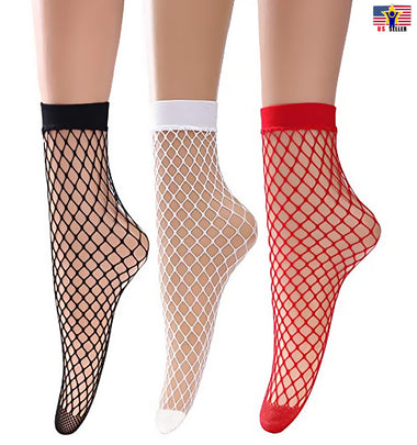 3 Pairs Women Girl Sheer Fashion Sexy Stocking Hosiery Mesh Fishnet Ankle Socks