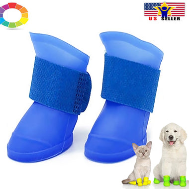 Waterproof Dog Cat Candy Boots Reusable Silicon Pet Shoes Adjustable Paw Rain Protector
