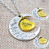Europe Silver Moon Gold Heart Necklace Family Pendant Mom Mama Mother's Day