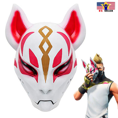 FortNite Fox Drift Costume Latex Head Mask Halloween Cosplay Video Game Party