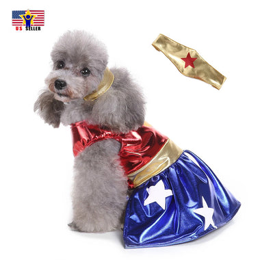 Wonder Woman Pet Costume Dress Cosplay DC Comics Justice League Dog Super Hero