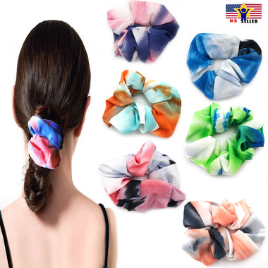 Hair Tie Dye Chiffon Scrunchies Gradient Color Soft Head Elastic Bands Rainbow