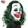 New Joker Mask Clown Green Hair Wig Latex Face Mask Halloween Costume Cosplay Party