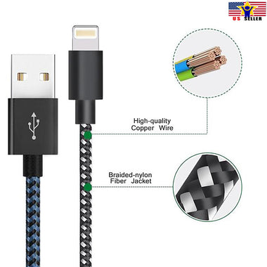 USB Fast Charger Cable for iPhone Nylon Braid 3m 10ft Mobile Phone Lightning Cab