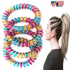 4 Spiral Hair Ties Traceless No Crease Rainbow Coil Phone Cord Ponytail Holder