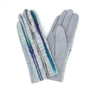 Gray Embroidered Stripe Touch Gloves