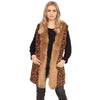 Brown Leopard Fur Trim Vest