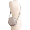 Silver Ribbed Circle Crossbody Wristlet