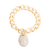 Gold Oval Pave Charm Bracelet