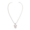 V Rhinestone Silver Necklace