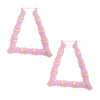 Pink Trapezoid Bamboo Hoops