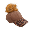 Taupe Leopard Rhinestone Pom Cap