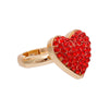 Gold 3D Red Heart Ring