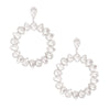 Silver Pear Crystal Wreath Earrings