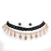 Double layered choker with lace and metal charms